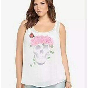 Torrid Tank Top Women XL Camisole Skull Lace Rose Butterfly Sleeveless Sheer NEW
